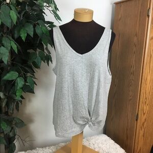 SO double V Neck knotted front tank top Woman’s Juniors size XL gray